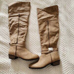 JUSTFAB Dextra Knee High Boots - Tan